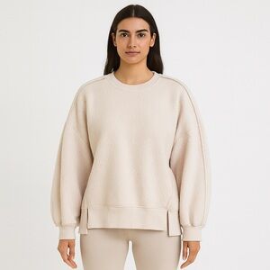 SO Cozy Textured Fleece Pullover Sweatshirt Light Pink Size S